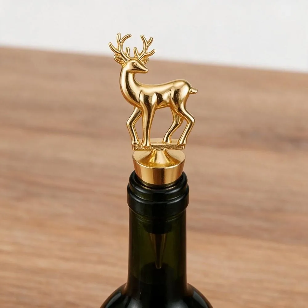 Deer Snowflake Tree Shape Christmas Wine Stopper Sealed Gold/Silver Wine Preserver Cap Zinc Alloy Decorative Wine Cork