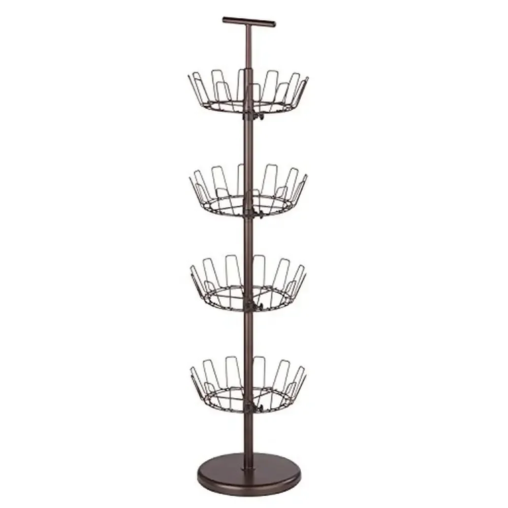 

4-Tier Revolving Shoe Tree Organizer Holds 24 Pairs Shoes