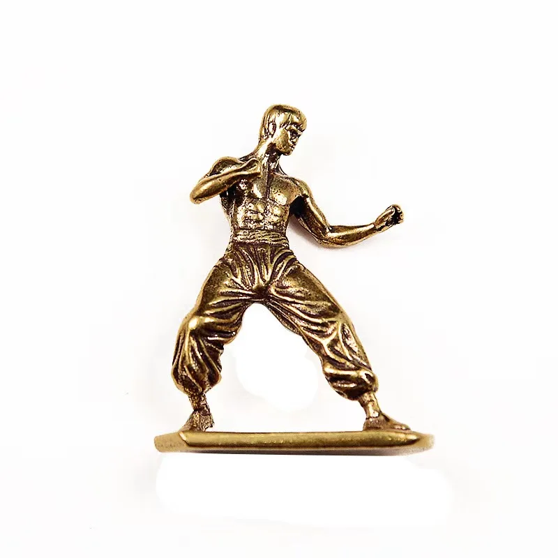 Vintage Brass Statue Kung Fu Martial Arts Figurine, Intricate Brass Crafted Desktop Decor for Home or Office - Detail 1