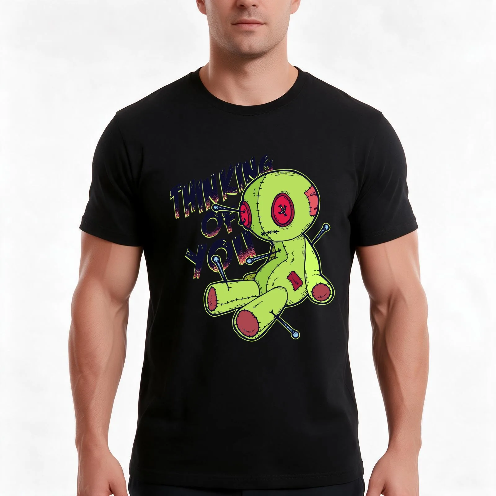 Halloween Creepy Doll Voodoo Doll Horror Goth Costume T-Shirt Summer Casual Cotton Tee Oversized Streetwear Tops 100% Cotton