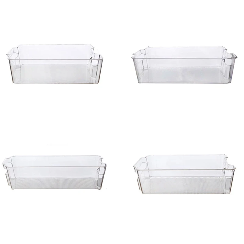 A88E-Refrigerator Organizer Stackable Bins, Set Of 4, Assorted Organizer Bins For Freezer & Fridge Set-Clear
