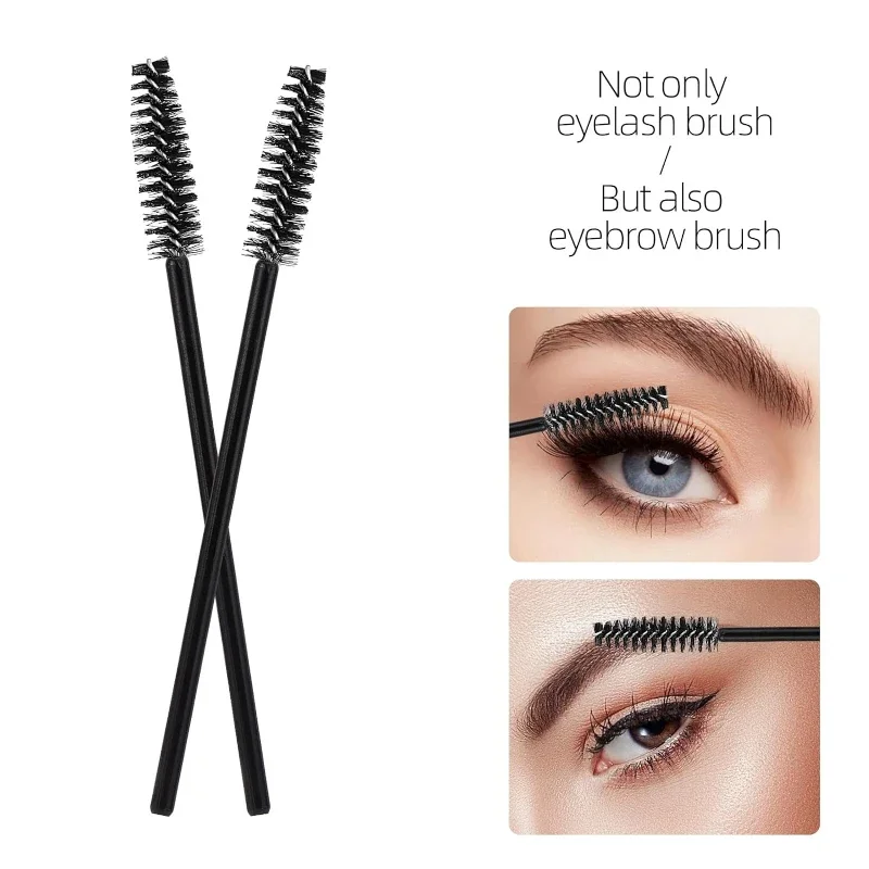 100 Stück Spoolies Mascara-Stäbe und Lippenpinsel-Stäbe, Einweg-Wimpernbürsten, Lippenstift-Tester, Make-up-Applikator-Werkzeug (schwarz)