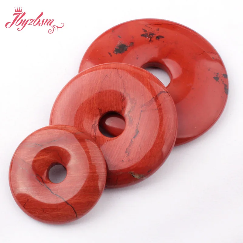 30,40,50mm Donut Red Jaspers Natural Stone for DIY Accessories Bracelet Necklace Pendant Charms Jewelry Making Components 1 Pcs