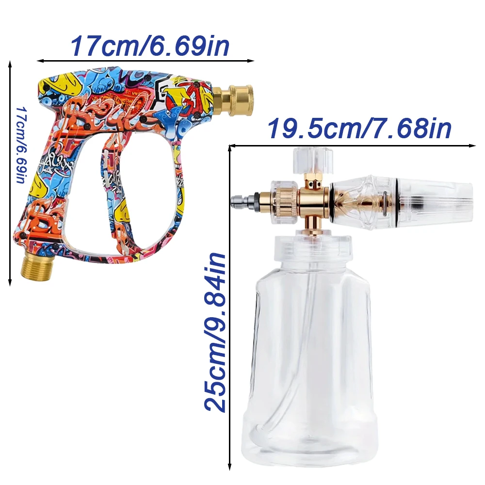 Pressure Washer Foam Bottle Kit, M22-14mm Tail &1/4 Quick Connector, Foam Generator Compatible with Lavor Parkside Bosch Karcher