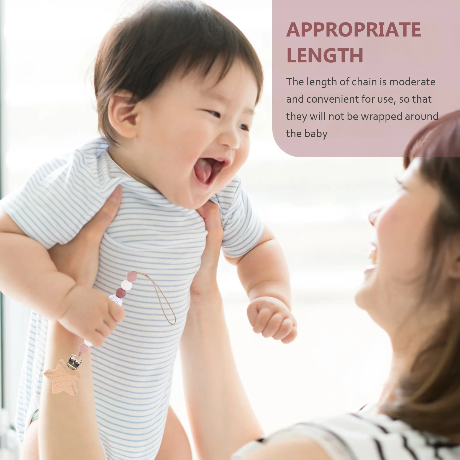 

1Set Baby Pacifier Clip Beaded Silicone Teething Chain Infant Milestone Card Safe Non-Swallow Baby Holder Lightweight