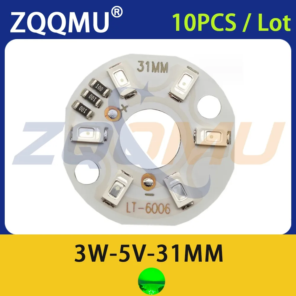 10PCS LED Chip 3W DC 5V Green Pink SMD5730 Round Light Source 31mm Diameter for DIY Night Light 3D Printing Lamp Chandelier