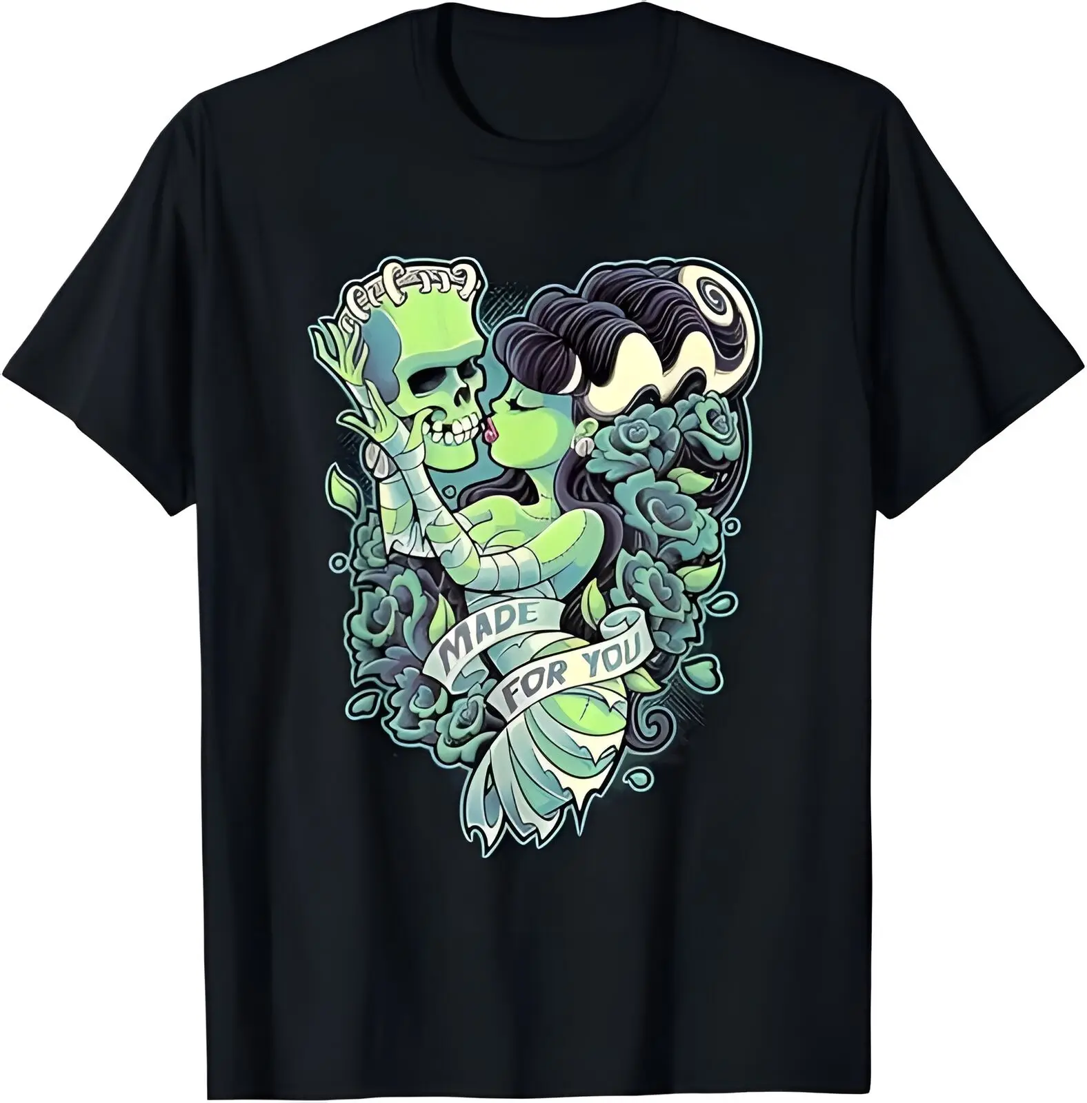 New Frankenstein and Bride Pattern T-shirt prepared for you