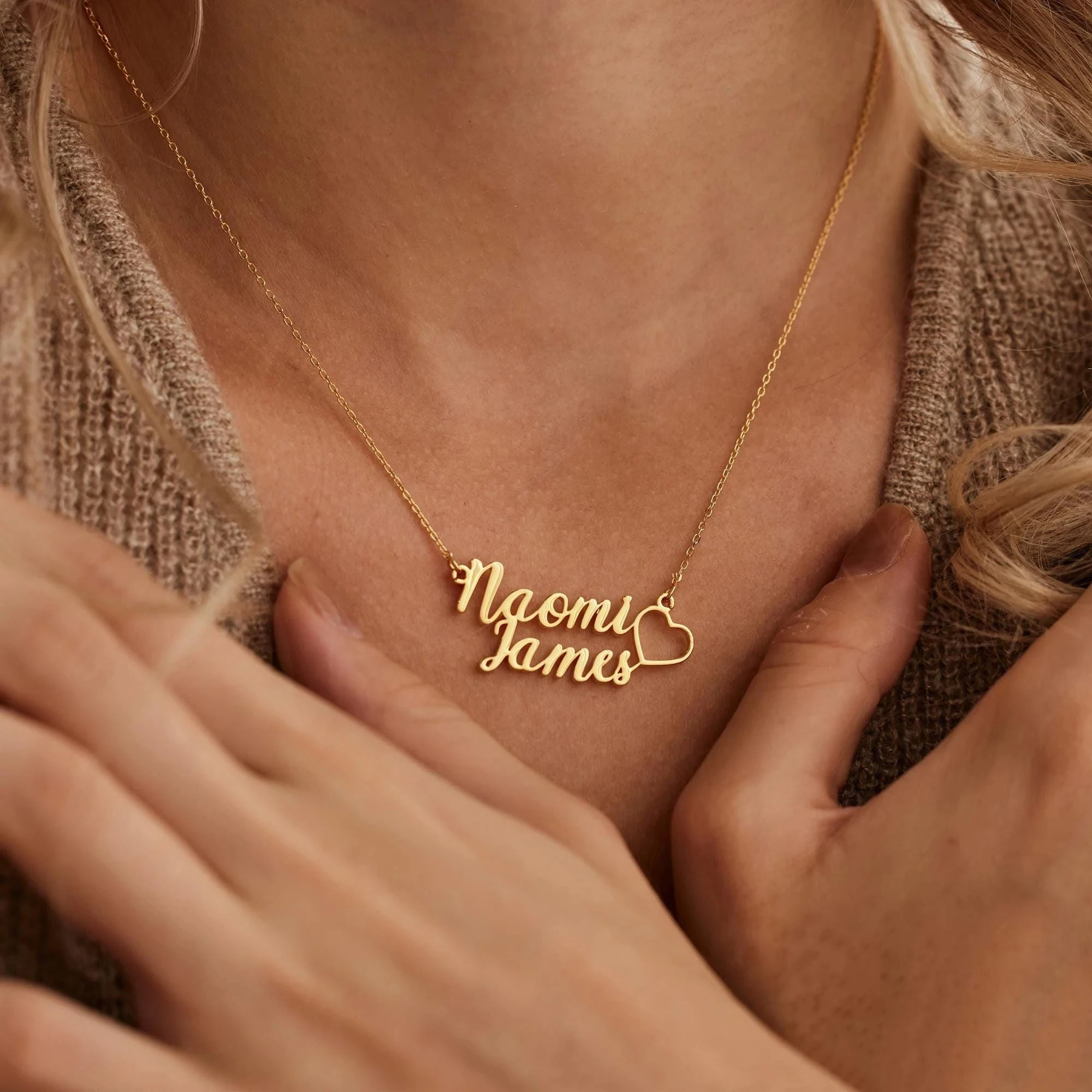 Custom Double Name Necklace Personalised Love Couple Names Choker Bespoke Heart Necklaces For Women Men Stainless Steel Jewelry