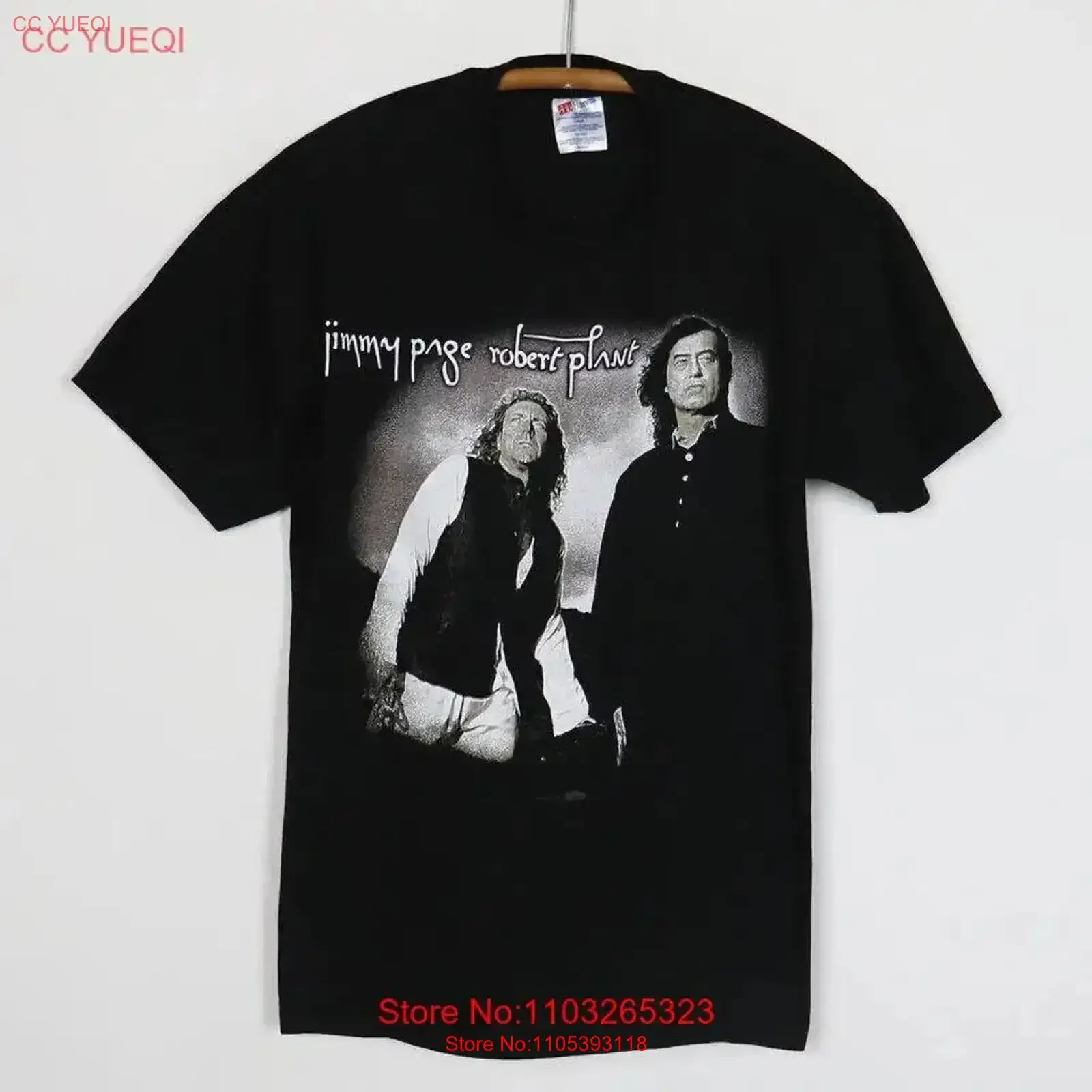 vintage 1995 Jimmy Page Robert Plant No Quarter T Shirt vintage Washed homme designer clothes Top For Everyday Wear streetwear