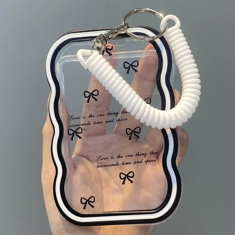 

Fashion Clear Card Holder for Bus Student ID Badge Holder Case Work Card Protector Meal Id Business Card Cover Sleeve Case Bow