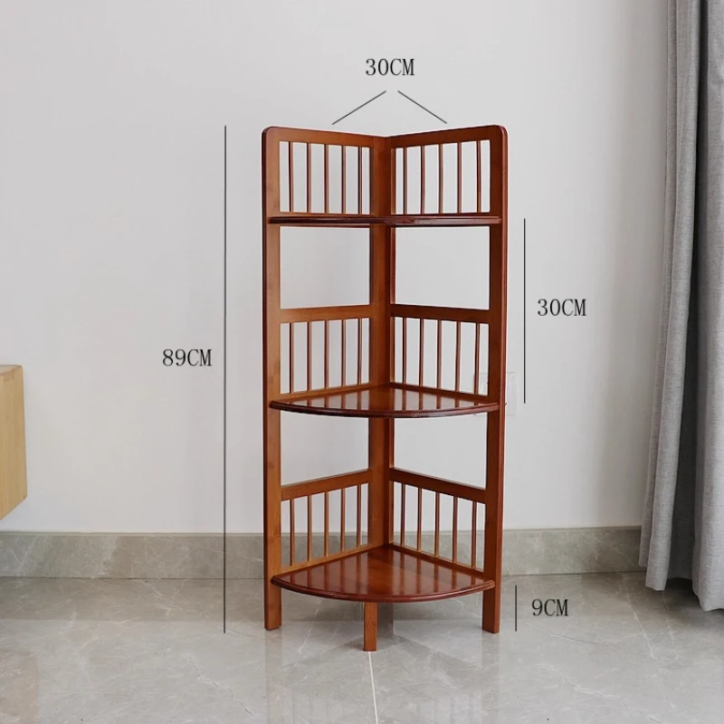 Multifunctional Solid Wood Storage Shelf Bamboo Corner Rack Waterproof Bathroom Wall Shelf SpaceSaving Triangle Organizer