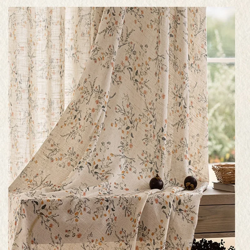 Fashion cotton linen printed curtains for living room bedroom balcony children's room custom size curtain tulle privacy curtains