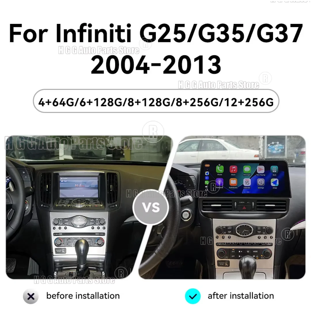 12.3 Inch For Infiniti G25 G35 G37 2003-2014 Android 15 Octa Core Car Multimedia Player Stereo Receiver Radio 4G WIFI GPS Navi