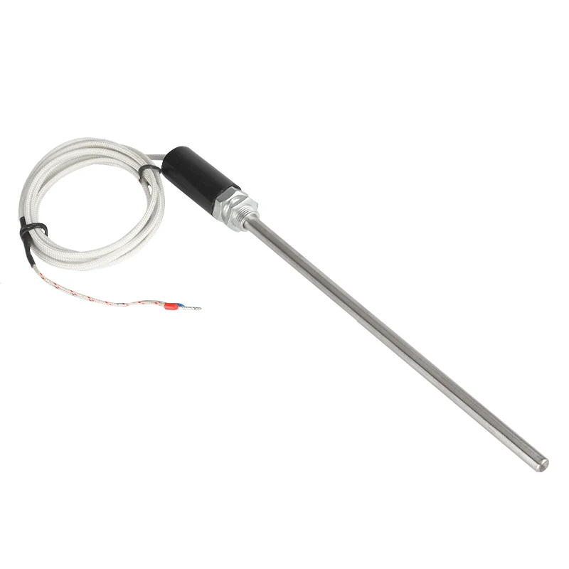 Probe Rod Thermocouple RTD K E CU50 PT100 Temperature Sensor 200mm Rod Lead Wire Length 1/2/3/4/5M -200~600℃