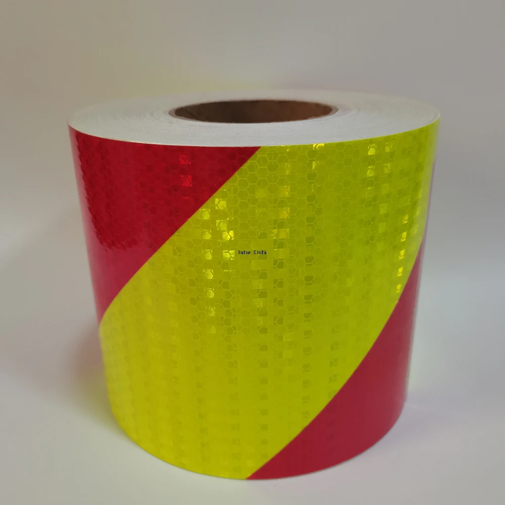 15cm*5m Twill Reflective Material Fluorescent Yellow-Red Tape Waterproof High Visibility Adhesive Warning Reflectors Car Sticker