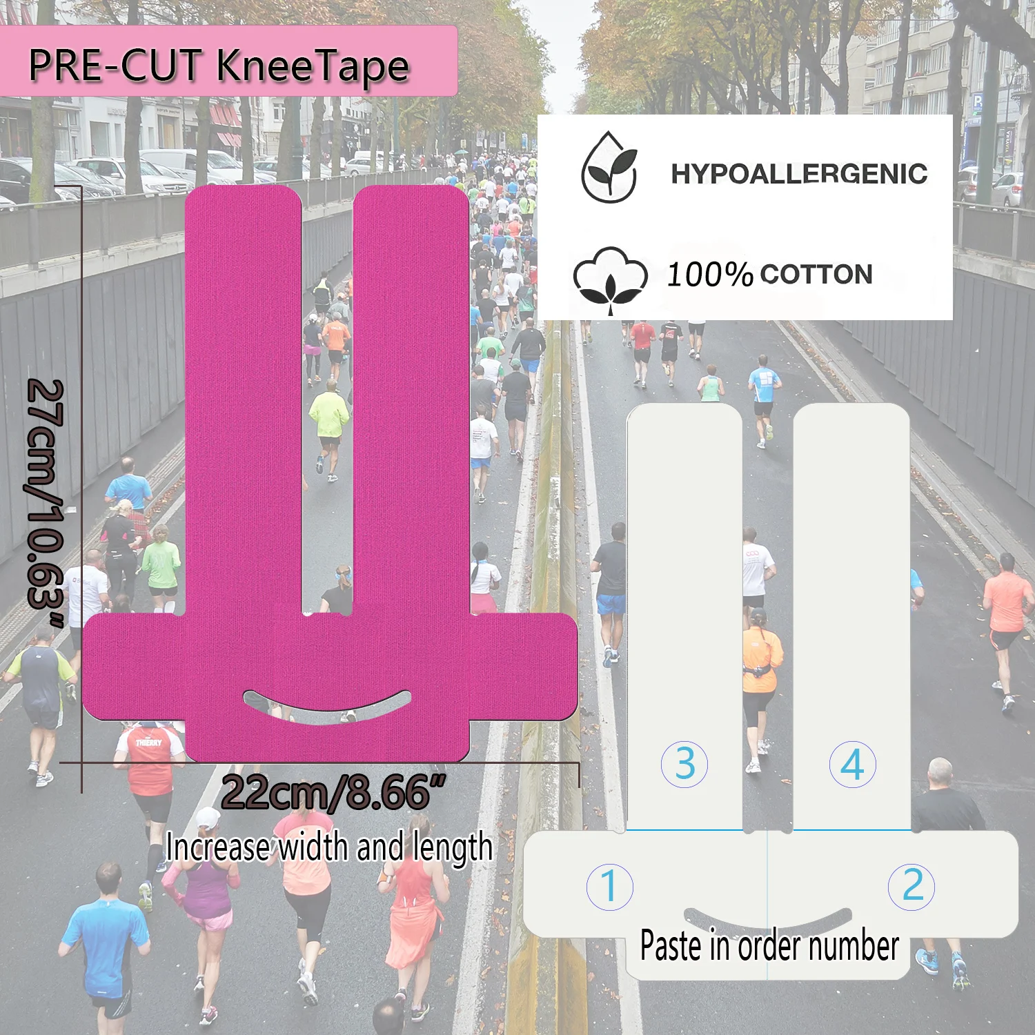 6/12pcs Precut Kinesiology Tape for Knees Elastic Knee Support Stability Pain Relief Sports Waterproof Breathable Athletic Tape