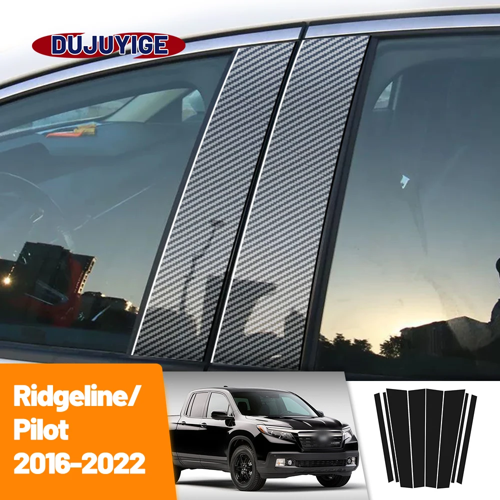 For Honda Ridgeline Pilot 2016-2022 2017 2018 2019 2020 Carbon Fiber Window Door Column Deal B C Pillar Post Cover Trim Sticker