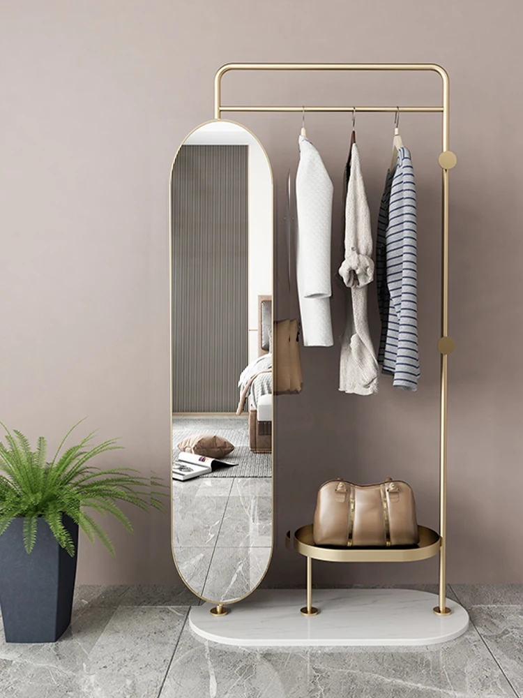 

Floor standing , household with mirror, bedroom hanging clothes rack, vertical clothes