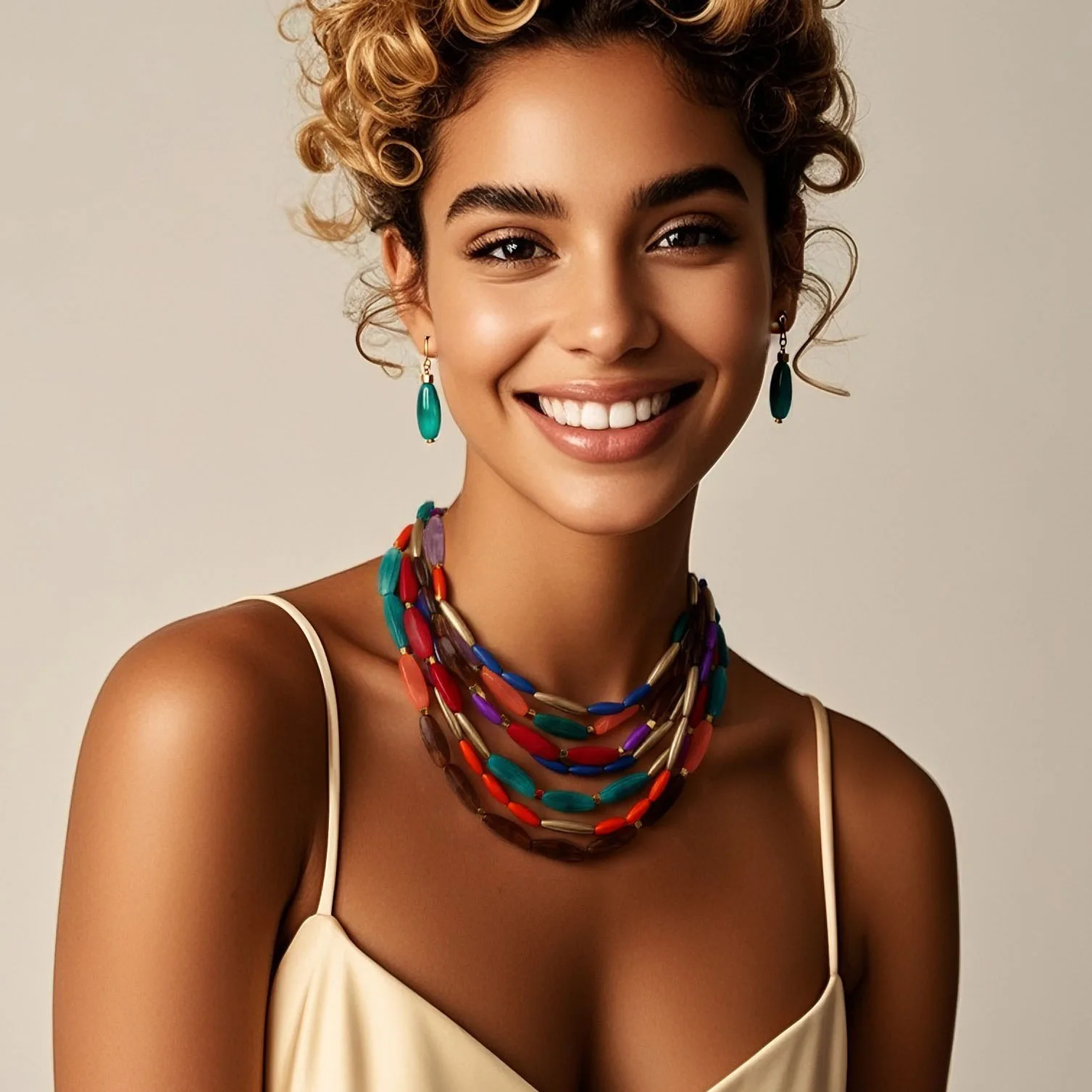 

Exaggerated Multi-layer Color Bead Necklace For Women Bohemia Fashion Acrylic Choker Chain Casual Party Jewelry Vacation Gift