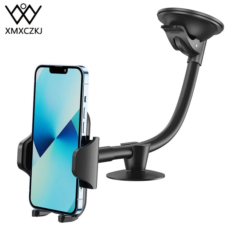 Car Phone Holder Universal Windshield Dashboard Flexible Long Arm Car Phone Mount Holder with One Touch for 4-6.8 inch Phone