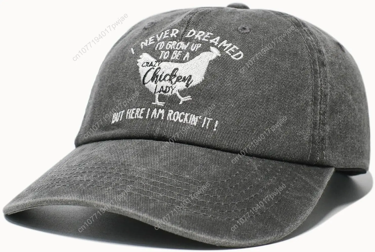 Chicken Lady Hat, Chicken Mom Gifts for Women, Adjustable Washed Cotton Embroidered Baseball Cap