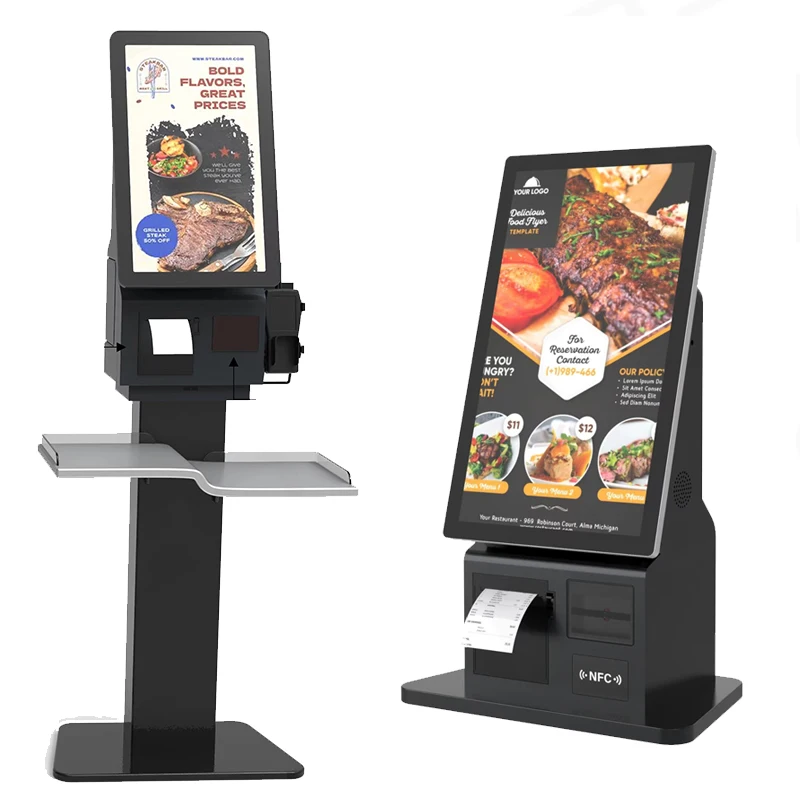 أندرويد 13 \ ويندوز 11 الوجبات السريعة شاشة تعمل باللمس الفحص الذاتي الخدمة الذاتية عداد الدفع المطاعم كشك الطلب الذاتي