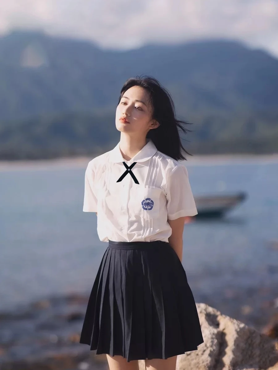 Japanese Sle JK orm School orm Set Summer High School Freman College Wind Student Wardrobe ort Sve Skirt