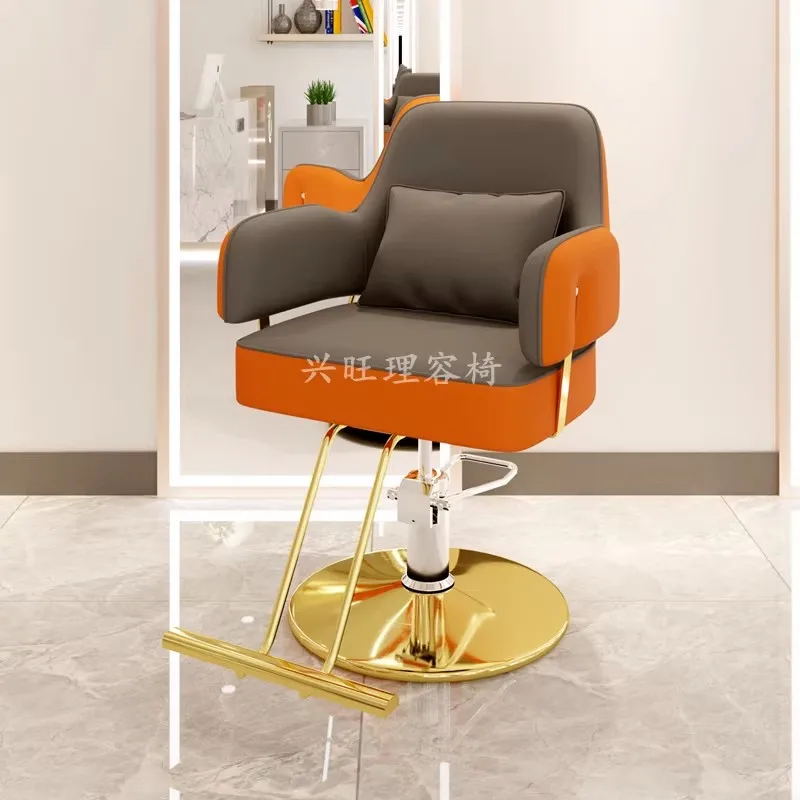 Hair Salon Barbershop Dedicated Beauty High-Grade Clipping Stool Lifting Rotation Thickening Leather Black Hairbarber Chair 2023