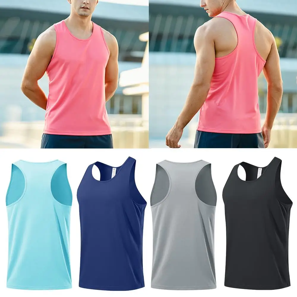 

2025 New Sleeveless T-Shirt For Men Mesh Vest Solid Color Racerback Tops Casual Shirt Quick Drying Fitness Tees Basketball Vest