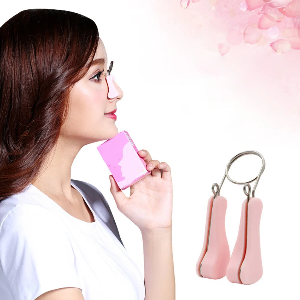

2Pcs Nose Clip Lifting Shaper Straightening Nose Bridge Corrector Beauty Tool for Women Ladies White Pink