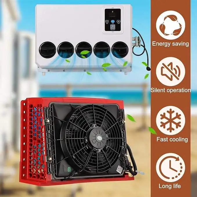 12V DC RV Truck Air Conditioner, Split RV Air Conditioner Unit, suitable for RVs, trucks, campers, trailers, excavators, vans