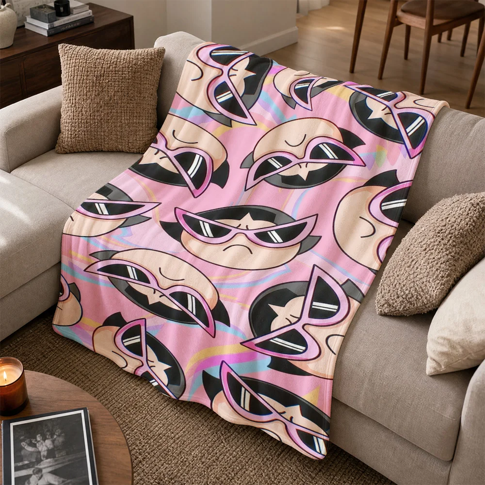 Cute Cartoon Glasses Pattern Throw Blanket for Couch Sofa Bedding Cozy Home Decor Gift