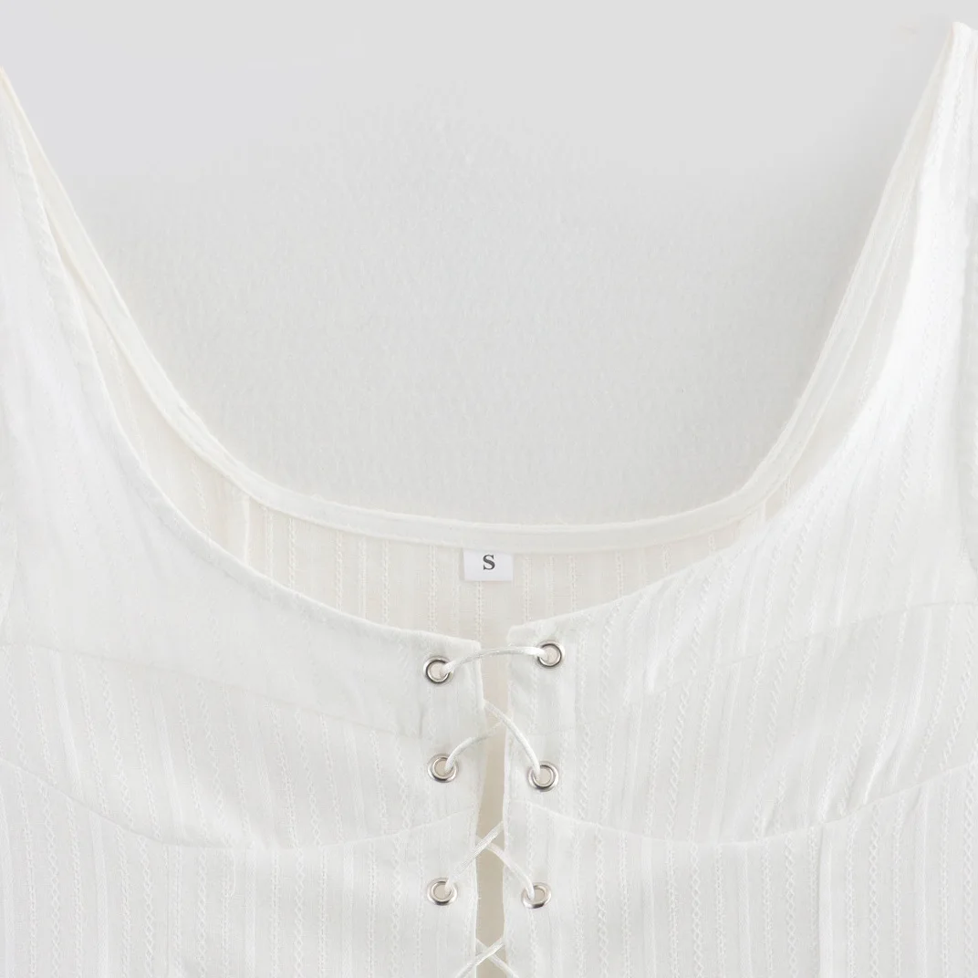 JNLEAOG Women's Fashionable White Rope-Bound Top Autumn New Style Versatile Design Polyester Short Length Outerwear
