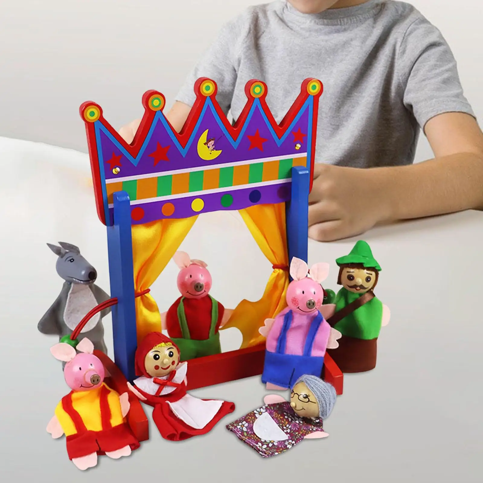 

Multipurpose Mini Puppet Stand Set Entertainment Toys Plush Doll Model Finger Puppets for Parties Activities Preschool