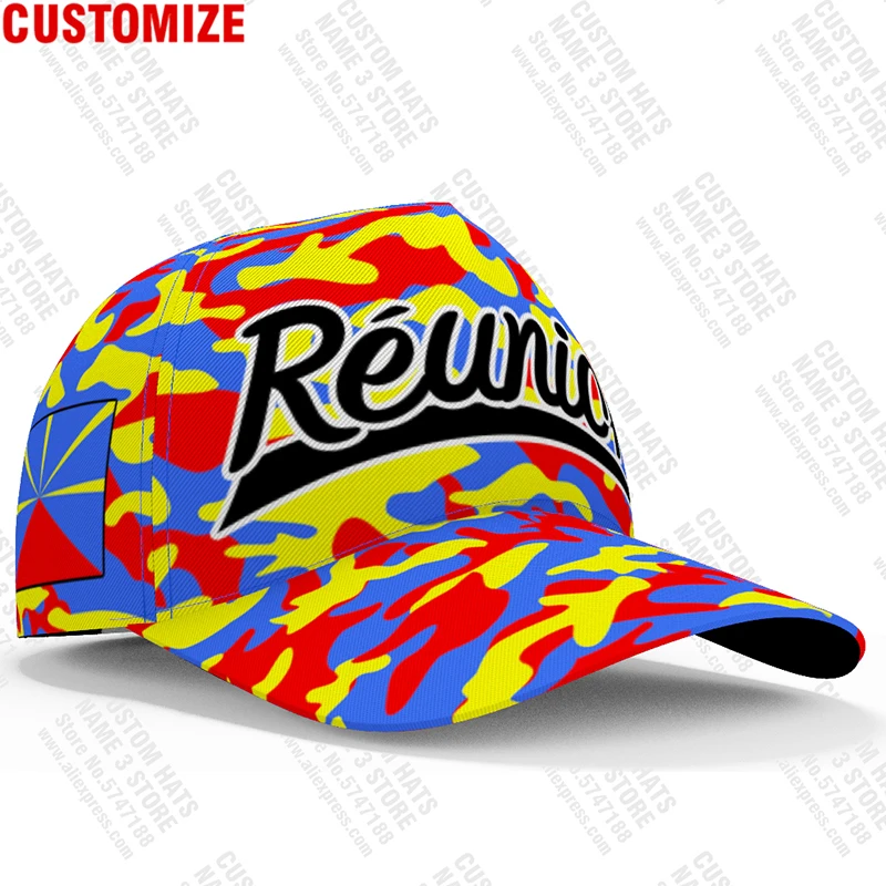 Reunion Baseball Caps Free Custom Made Name Number Team Logo Re Hat Reu Country Travel French Nation Island France Flag Headgear