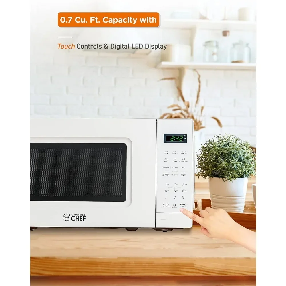 0.7 Cu Ft Microwave, 700W Microwave with Digital Display, Countertop Microwave , Programmable with Push Button, White