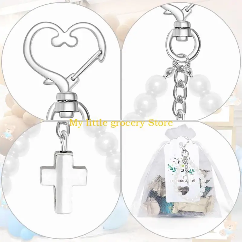 

D5BD 20 шт., набор сувениров на крещение и крещение, набор сувениров для детского душа, кресты, четки, сумки Brcalet и открытки