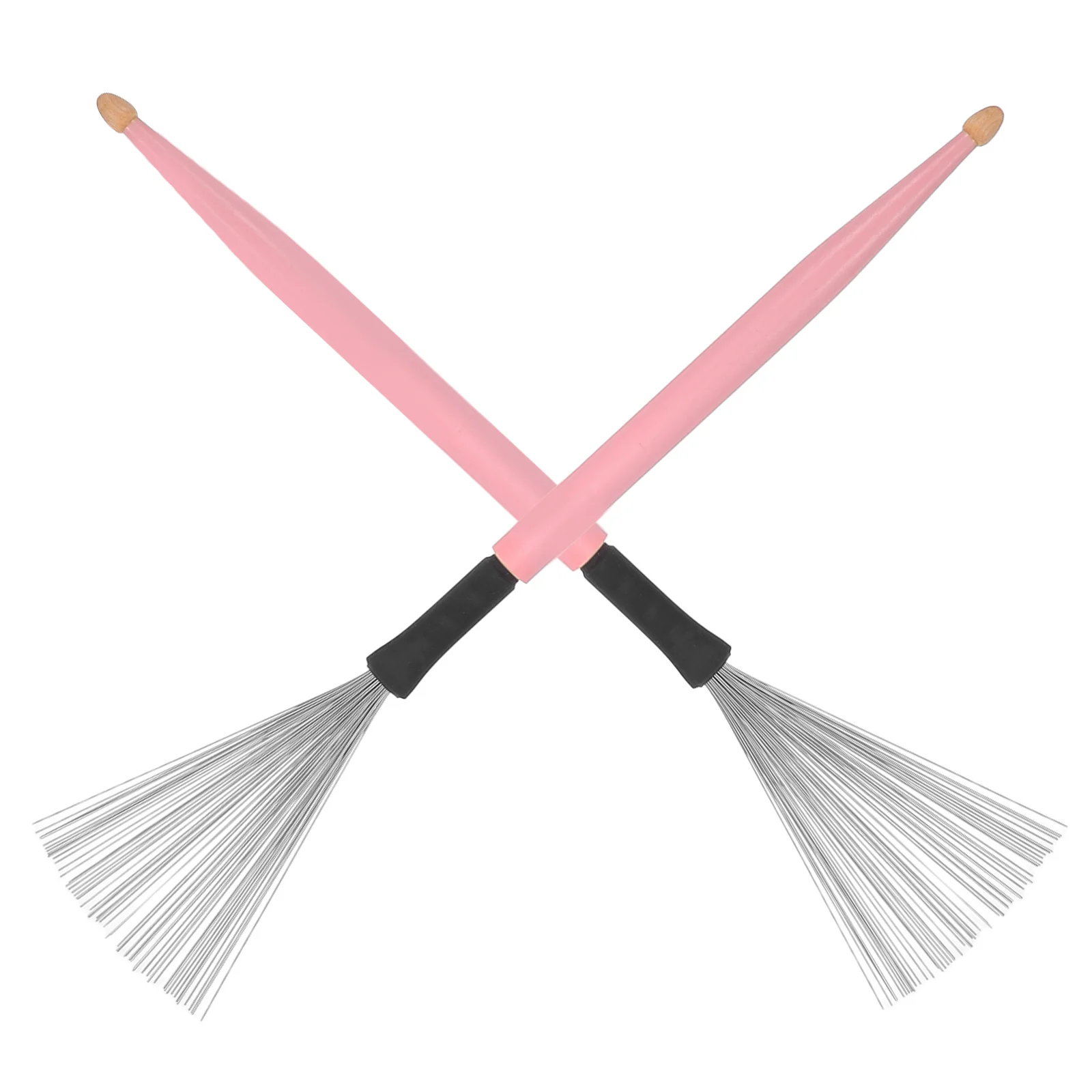 

Maple Sticks Metal Drum Brush Roller Percussion Accessories Wire Drumstick Brushes Pink for Drumming Miss
