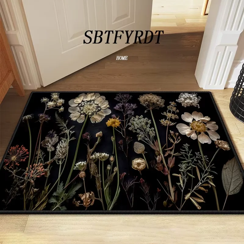 VIKAMA Beautiful Flower Mat Door Mat Outdoor Carpet Welcome Mat Soft Living Room Carpet Rug For Bedroom Soft Home Decoration
