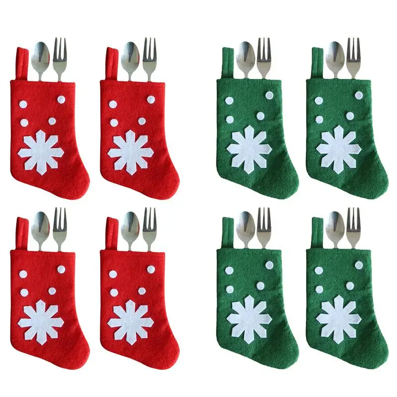 Decoraciones navideñas 2023 Bolsa de soporte para cubiertos de cocina de Santa 4 piezas Bolsillos de cubiertos para árbol de Navidad Decoración de Año Nuevo y Navidad para el hogar