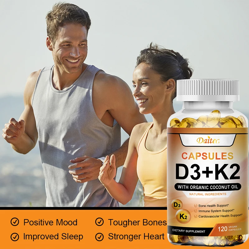 Daitea Vitamin D3+K2, Immune System Collagen Boosting and Skin Health Supplement