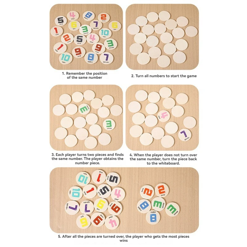 Gedächtnis-Matching-Spiel für Kinder mit Dinosauriern – Lernpuzzle aus Holz für frühes Lernen, kognitive Entwicklung