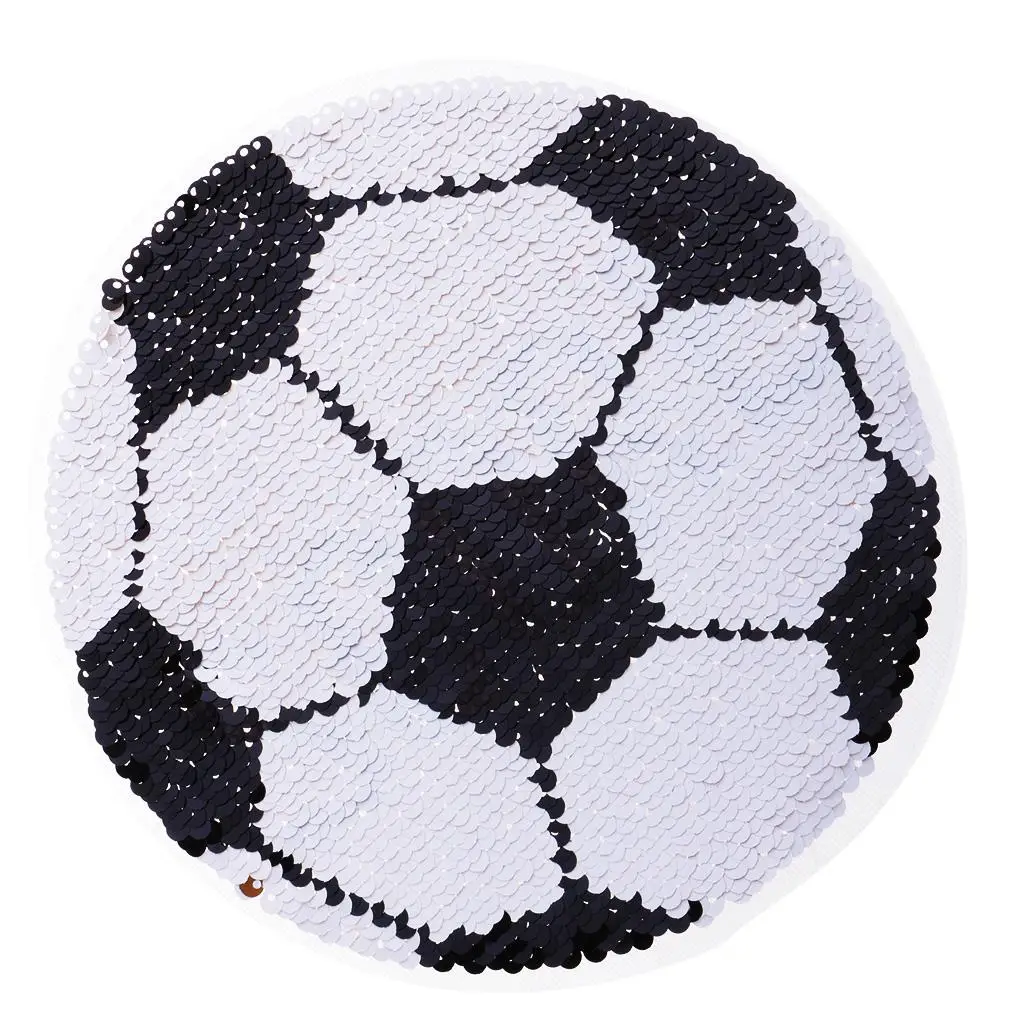 Reversible Football Sequins Patch Embroidery DIY Sew on Patches for Clothes