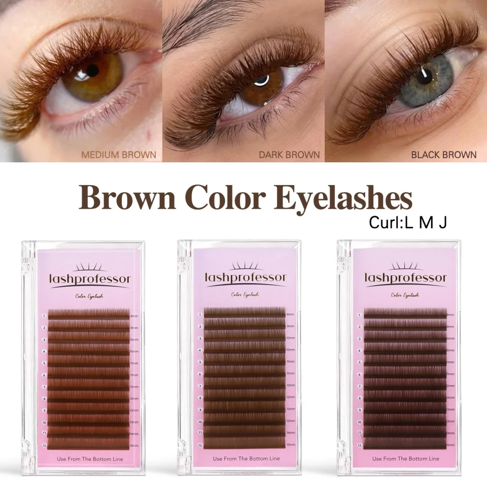 Braune Einzelwimpernverlängerung 8–15 gemischte Wimpern, bunt, hochwertige dunkelbraune Wimpern, weiches, natürliches Nerz-Falsche Wimpern-Make-up – Detail 16