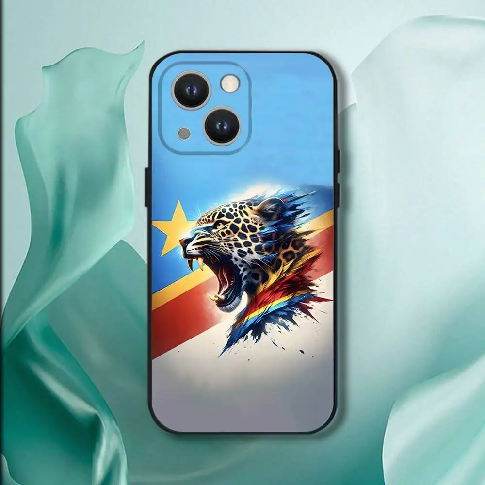 حافظة هاتف بعلم الكونغو الديمقراطي لهاتف آيفون 17,16,15,14,13,12,11,Pro,XS,Max,XR,Plus,E,SE4,غطاء ناعم أسود صغير #4