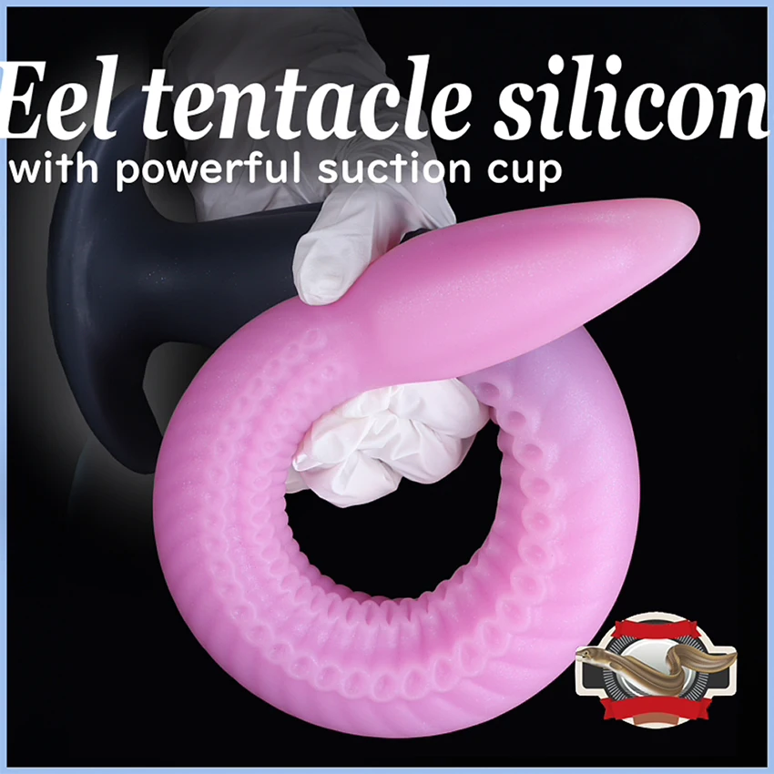 Luminous Eel Anal Long Tail Butt Plug Dildo Monster Octopus Silicone  Anal Plug Textured Scale Glow in Dark Adult Sex Toys S/M/L - view 3