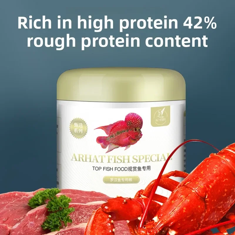 AC-Fish Flowerhorn Fish Food - Floating Pellets for Luo Han & Blood Parrot - High Protein for Head Growth & Color Enhancement