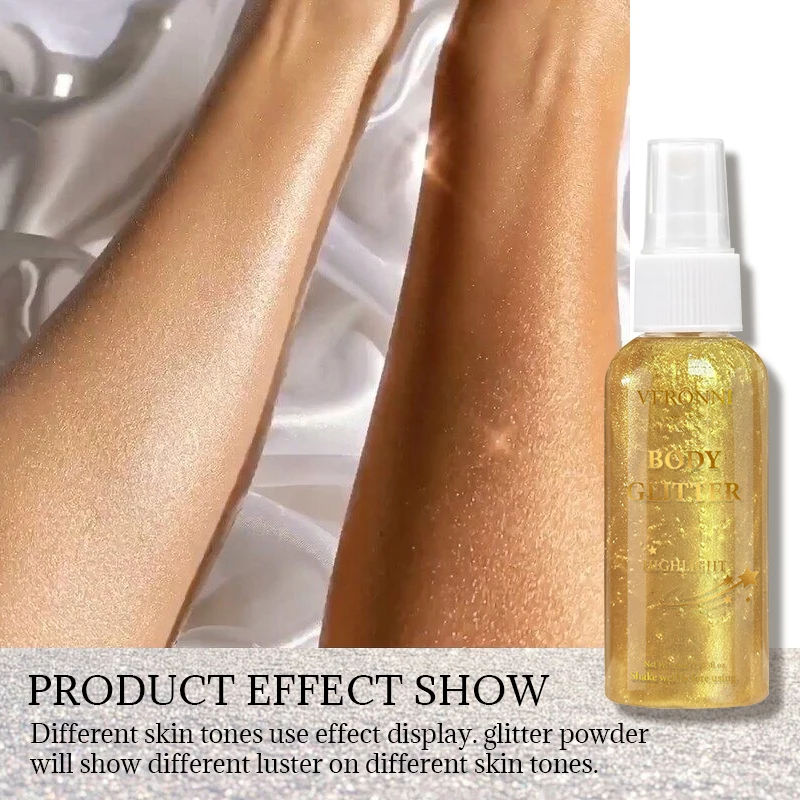 Spray surligneur liquide, poudre scintillante pour vêtements de cheveux, Spray scintillant pour le corps, cosmétiques de maquillage à paillettes à séchage rapide