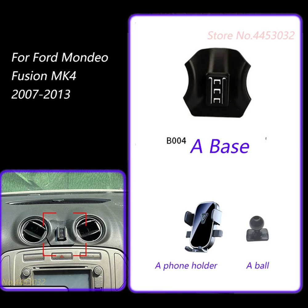 

1 Set Car Phone Holder With Base For Ford Mondeo Fusion MK4 2007-2013 Mount Rotatable Support Horizontal Bracket Accessories