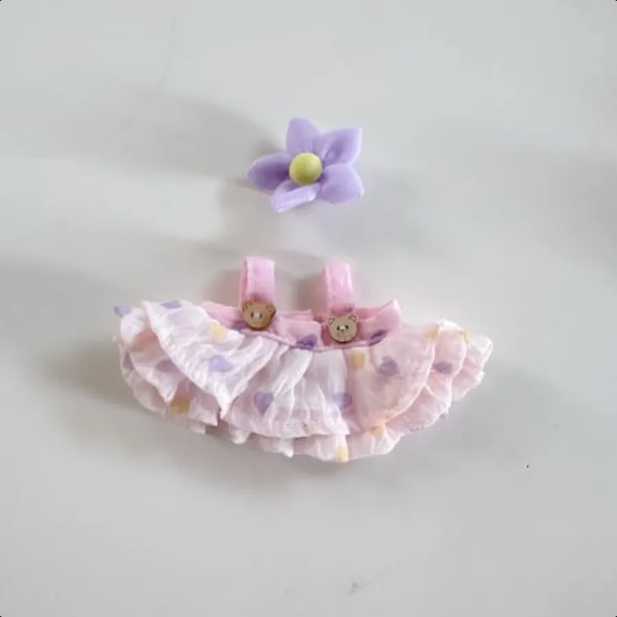 

Летняя юбка, наряд 17 см, 15 см, комплект кукольной одежды, модный комплект из 2 предметов, розовый пышный аксессуар для волос Dr and Flower, подходит для 6,7 дюймов D